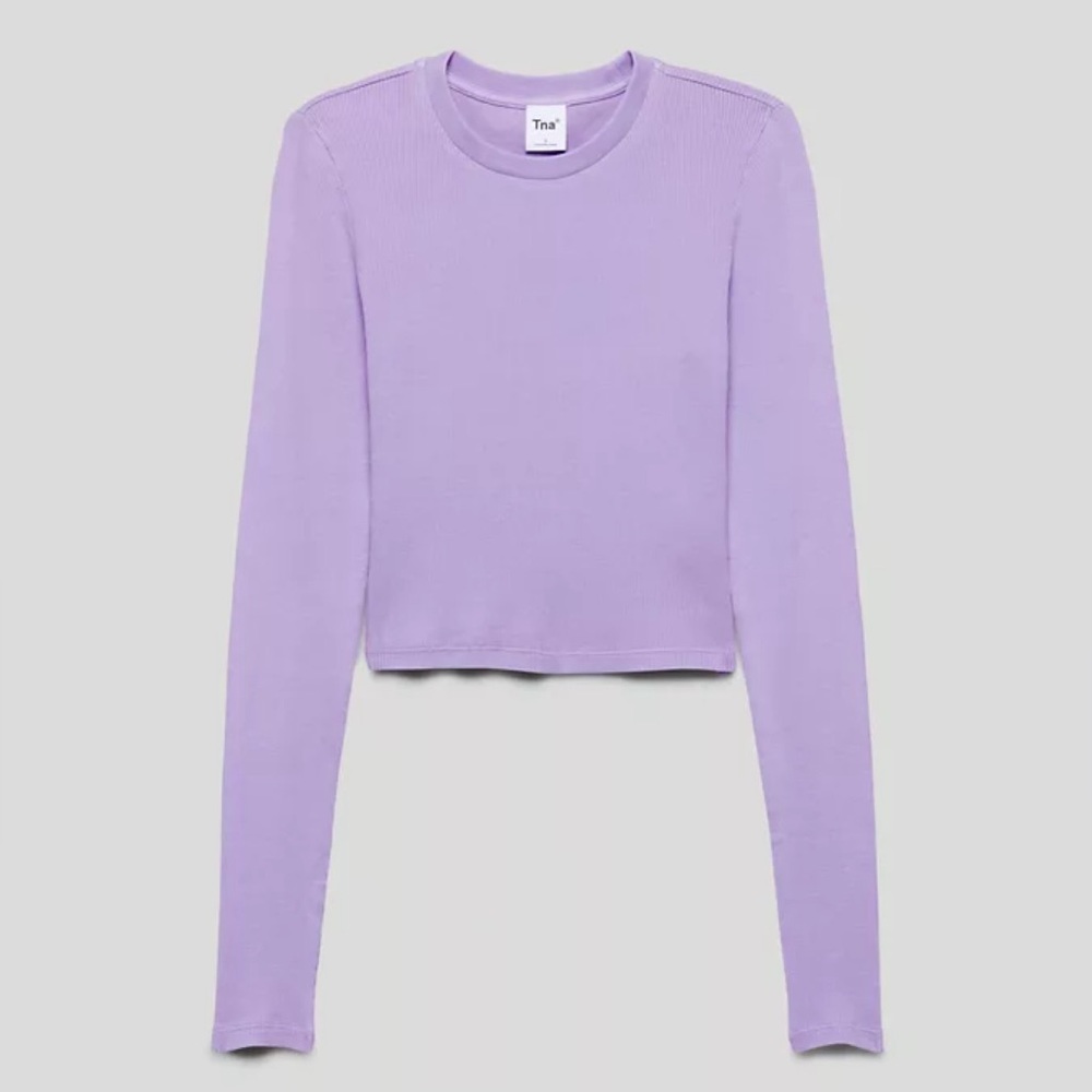 Aritzia Tna Ribbed Cropped Longsleeve Gd Light Iris Purple